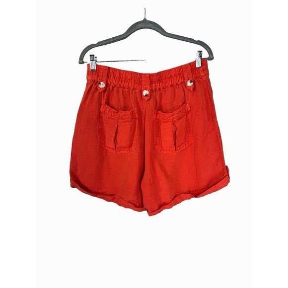 Cynthia Rowley Coral Linen Lyocell Blend Shorts 8 Coastal Resortwear Capsule Fit - Picture 2 of 9